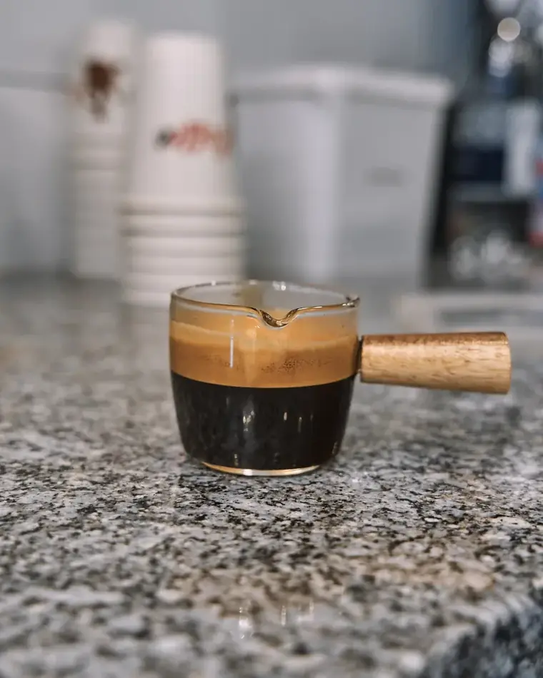 Fresh espresso on Jacques Bakery counter